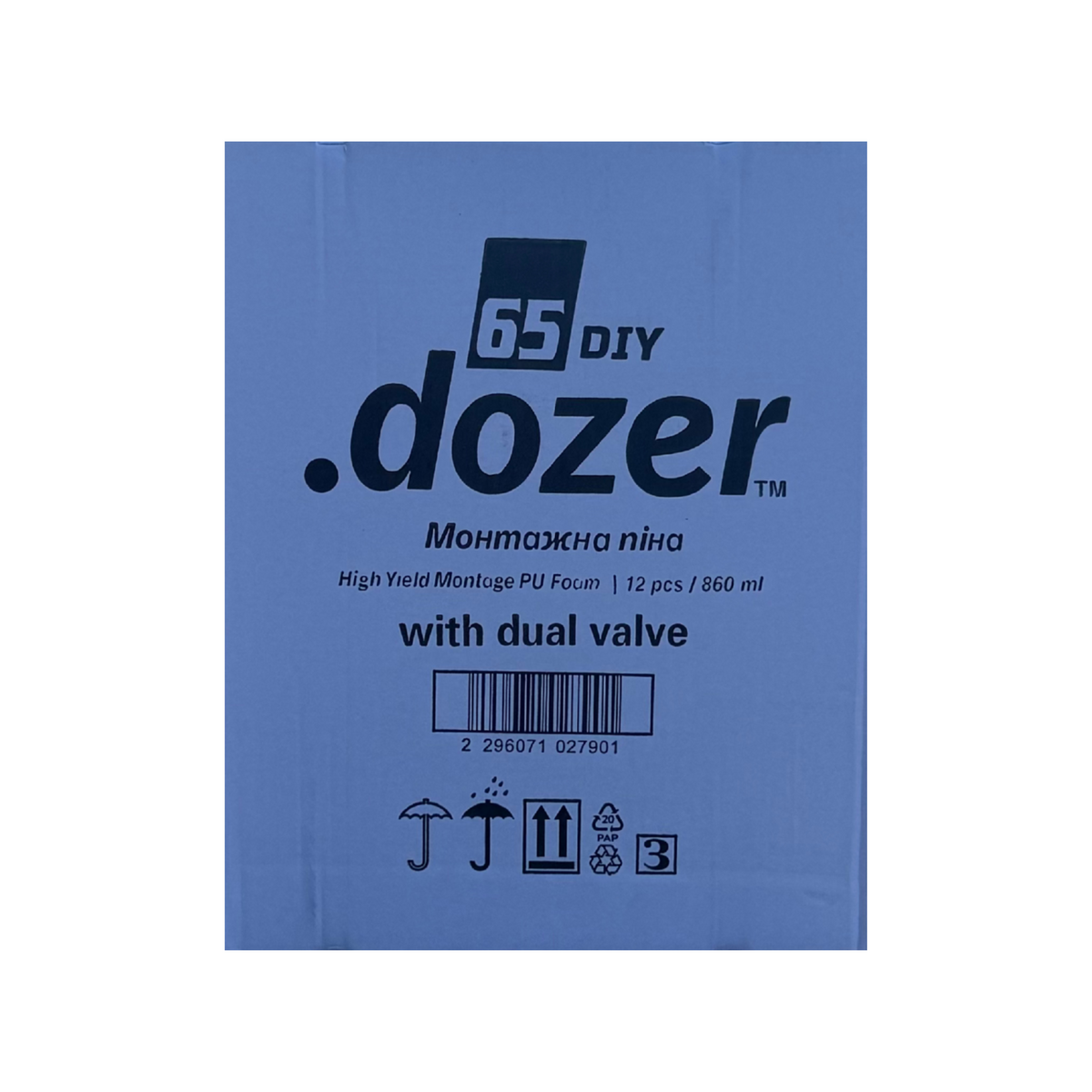 Піна монтажна Dozer Dual Valve65л(860 мл)(12шт/ящ)